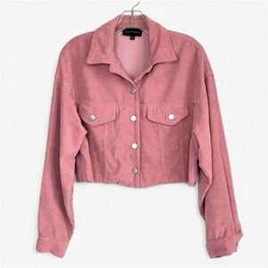 Pink Corduroy Cropped Jacket Women’s Size Small Cotton Candy